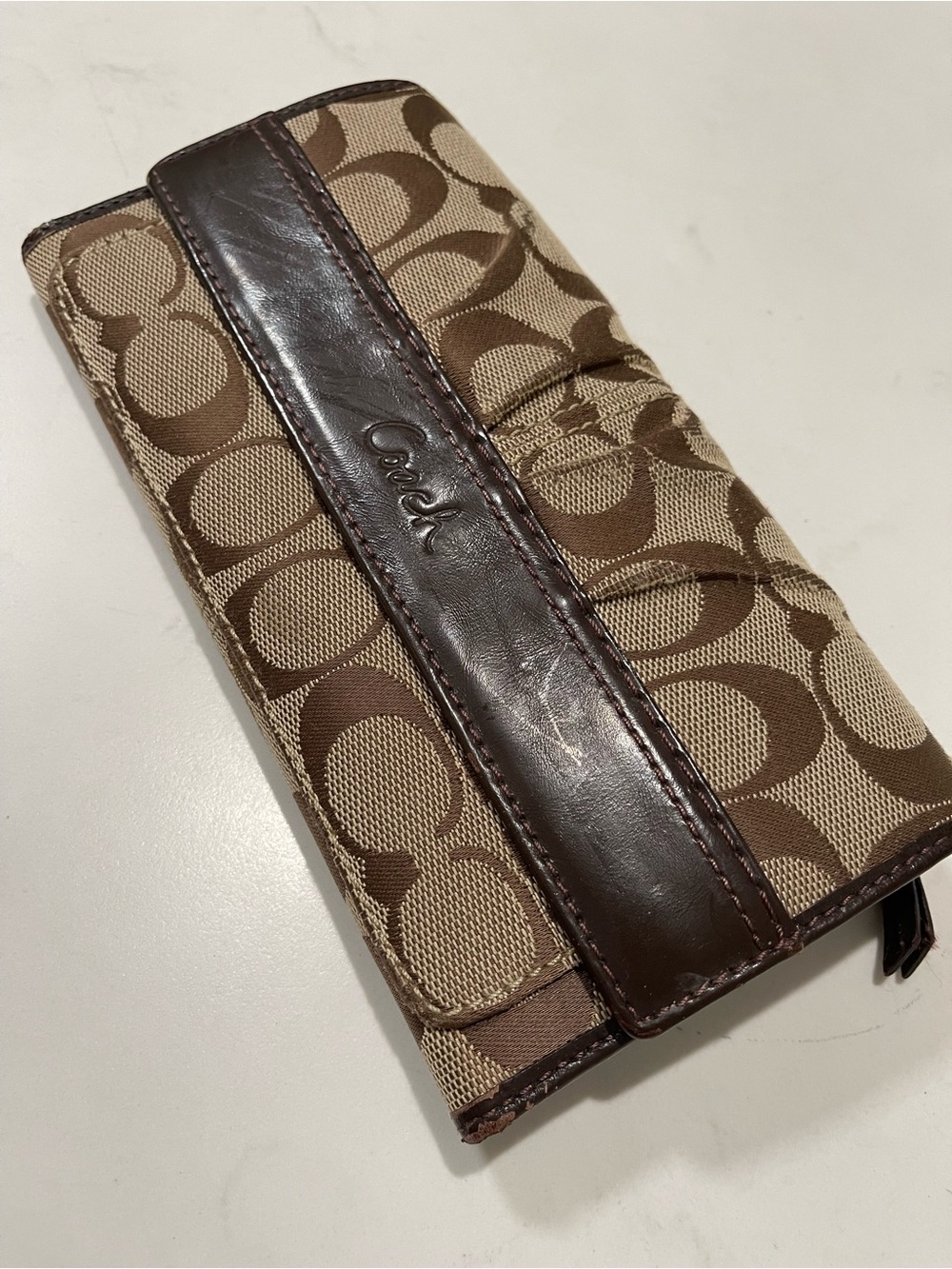 Coach Canvas Continental Wallet in Brown and Tan  trifold classic soft girl
